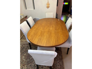 Wooden local made Dining Table with 6 chairs