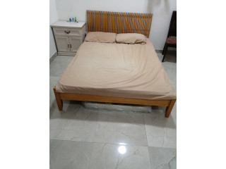 Double coat bed,side tables, cupboard, dressing table